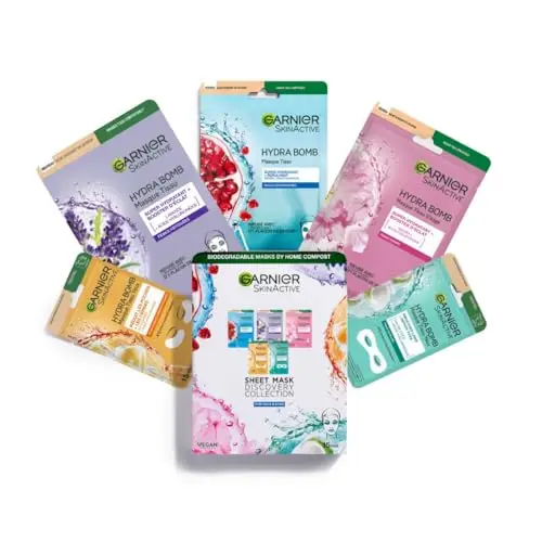 GARNIER Skin Active - Lot De 5 Masques Tissu Hydra Bomb - Visage & Yeux - Hydratation, Éclat & Nutrition - Acide Hyaluronique - Peaux Fatiguées, Ternes ou Désydratées - x5