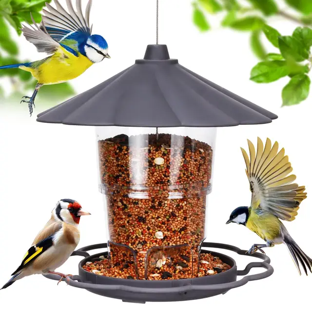 Mangeoire Oiseaux Exterieur Suspendue, 820ml Mangeoires pour Oiseaux Sauvages Résistant aux Intempéries, Maison Cabane Oiseaux Exterieur pour Petits Oiseaux Sauvages en Jardin Parc