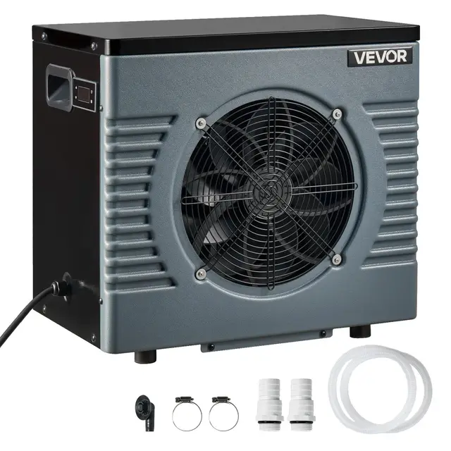VEVOR Pompe à Chaleur pour Piscine 4,92 kW Chauffage Électrique de Piscine Hors Sol Jusqu'à 18 m³ pour Natation, COP Max. 5,29, Faible Niveau Sonore, Protection GFCI, Température de Chauffe 15 à 40 °C