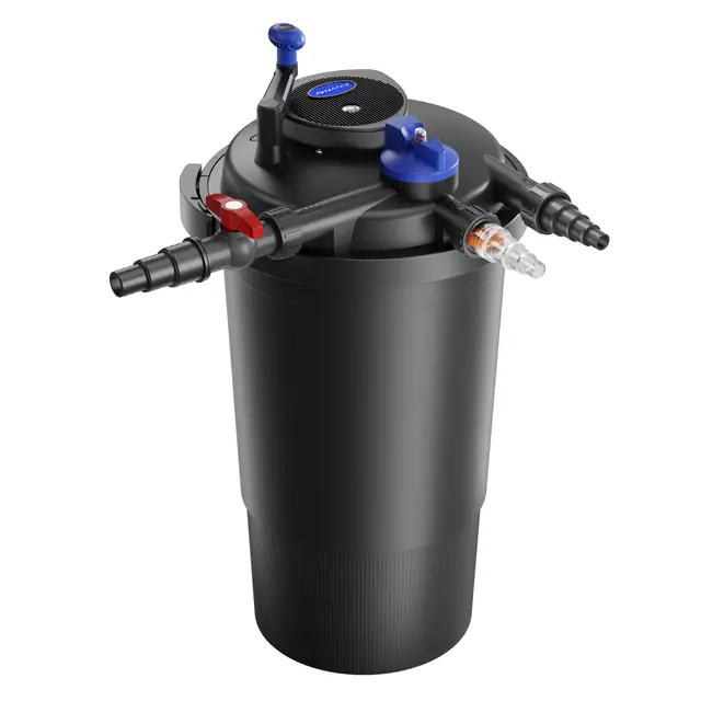 Wiltec CPF-15000 Filtre de Bassin à Pression avec stérilisation UV - 380 x 380 x 730 mm - 18 W/étang 30000 l Max. / réservoir 35 l - Nettoyage Facile - Filtration Eau à Grand débit