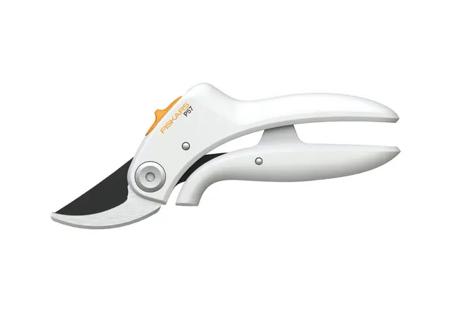 Fiskars Sécateur à lame franche bypass P57 pour branches tendres jusqu'à Ø 2 cm, Longueur : 18 cm, Poids: 140 g, Blanc/Orange, FiberComp/Acier, Light, 1026916
