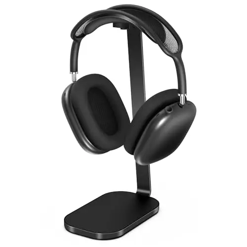 VICHYIE Support Casque, Repose Casque Lourd pour AirPods Max, Accessoires Bureau pour Casque Audio, Fabriqué en Aluminium, ABS et Silicone - Noire