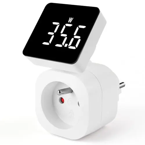 Compteur Électrique Wattmètre Prise, Compteur D'énergie avec LCD Rotatif Grande Taille 180°, Electrique Compteurs Energie avec 6 Mode Pour Surveiller Puissance, kWh Énergie, Tension, Courant et Coût