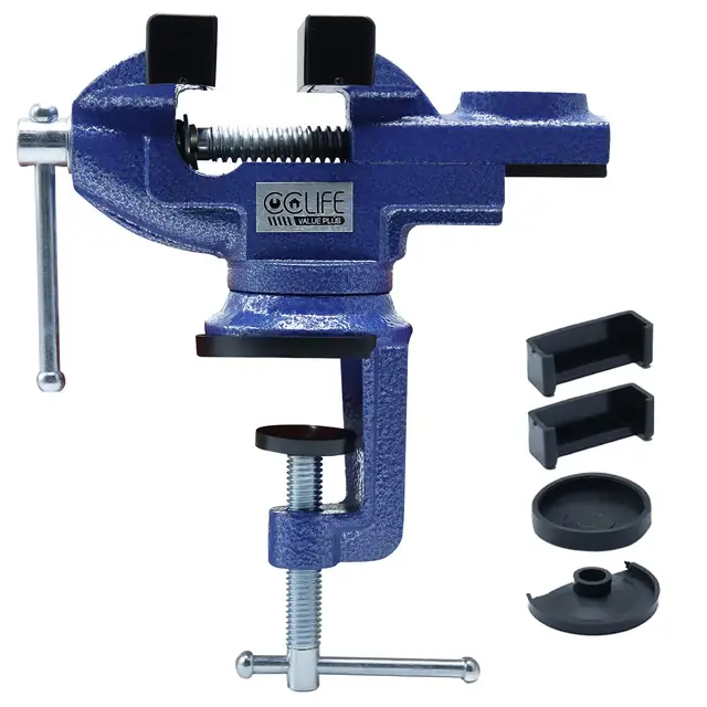 CCLIFE Etabli Etau Grande résistance Base Pivotante 360°, 50/70mm Etau parallèle en Acier avec des manchons de protection,Taille:50mm