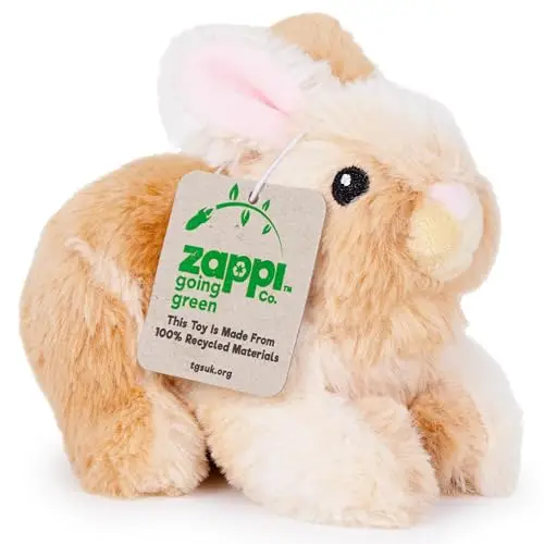 Zappi Co Peluche 100% Recyclée Lapin (15cm de Longueur) Collection d'animaux Doux, Câlins et Écologiques pour Nouveau-né Premier Enfant