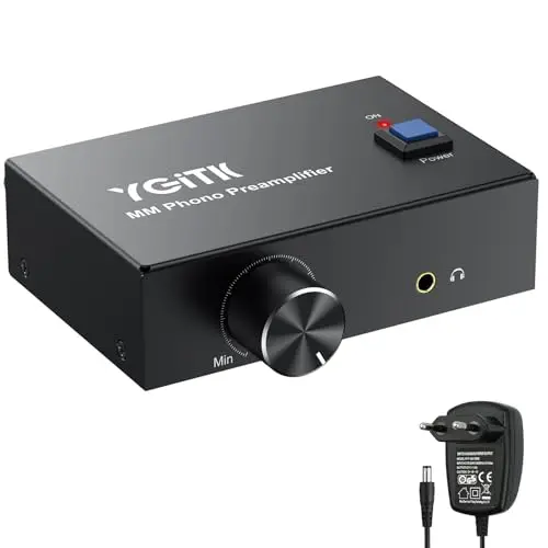 Préamplificateur Phono Mini Préamplificateur Stéréo Audio à Faible Bruit Préampli Phono pour Platine Vinyle avec Bouton de Volume, Entrée et Sortie RCA