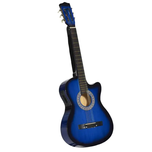 HOMCOM Pack guitare électrique, kit guitare électrique pour débutants avec sac, sangle, corde, médiators, câble, bleu et noir