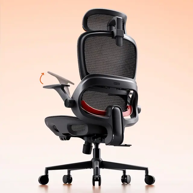 SIHOO B100 Chaise de Bureau Ergonomique, Maille Respirante, Support Lombaire, Appui-Tête Large, Accoudoirs Relevables, Inclinaison 90-135°, Noir (sans Repose-Pieds)