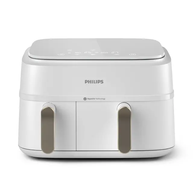 Philips Airfryer Série 3000 - Air Fryer Double Panier, 9L, Technologie RapidAir, jusqu'à 90% de matières grasses en moins, Economies d'énergie, Application HomeID, coloris Blanc (NA353/10)