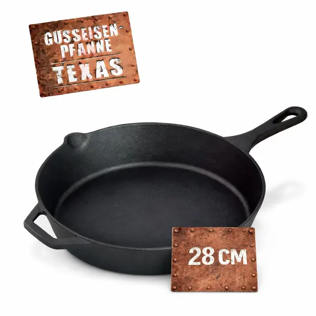 BBQBOSS Poêle en fonte 28 cm [2,8 litres] Poêle en fer – Cast Iron pan – Frying pan – Induction – Poêle en fonte – Pour barbecue à gaz – Pour barbecue à charbon
