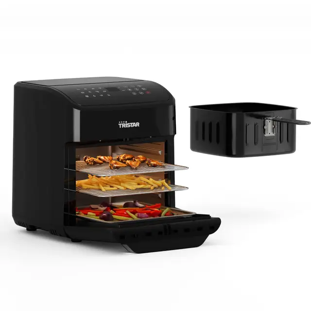 Tristar Friteuse à Air 12 L avec Fonction Mini Four, Airfryer 2 en 1 à Chaleur Tournante, 12 Programmes, Écran Digital, Fenêtre, Fonction Shake, Sans BPA, 1800 W, FR-9065