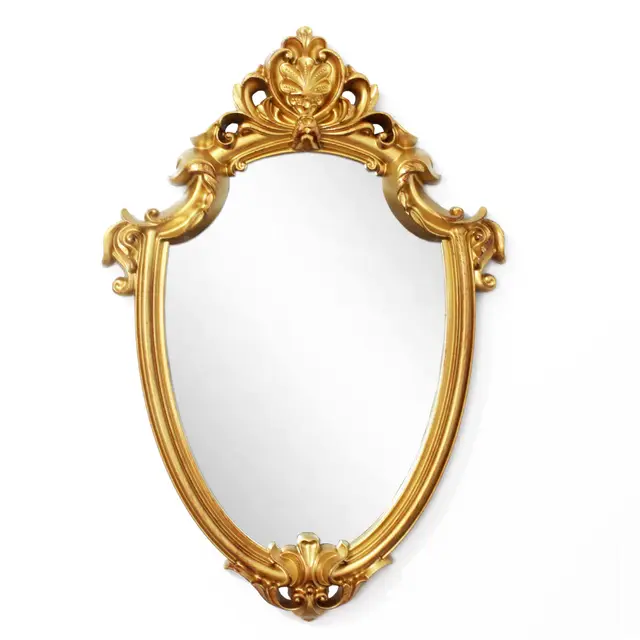 Eaoundm Miroir bouclier vintage doré