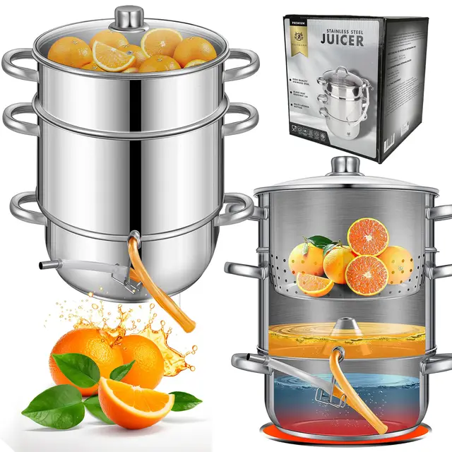 KARL HAUSMANN Extracteur de Jus Vapeur Inox 5L pour Induction, Gaz, Vitrocéramique et Électrique - Extracteur jus Fruits et Légumes Maison avec Tuyau, sans BPA, Grande Capacité