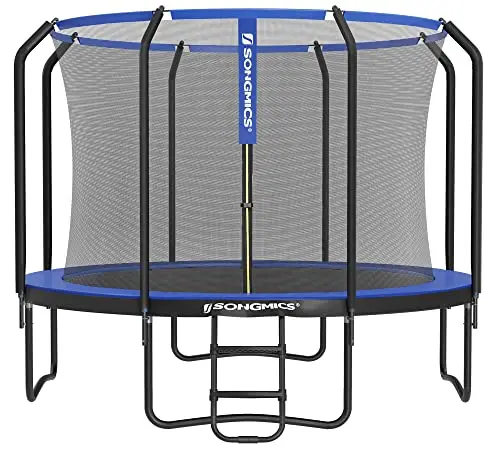 SONGMICS Trampoline pour Enfant, Filet de Protection, Coussin de Sécurité, Échelle, Cadre en Acier
