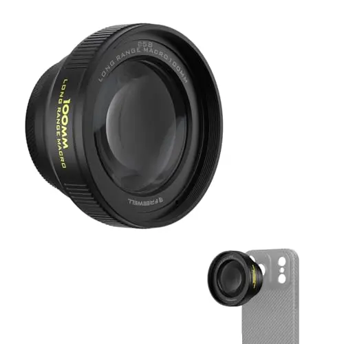 Freewell Objectif macro de 100 mm de long pour iPhone et Samsung, distance de mise au point de 60 mm – Capturez des gros plans détaillés de la nature et des petits objets