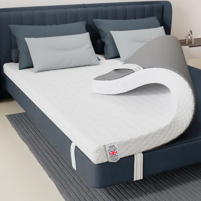 Surmatelas en Mousse à mémoire de Forme, épaisseur 7 cm, avec Housse zippée Lavable, pour soulager Les maux de Dos, Soutien Ergonomique (120X190CM)
