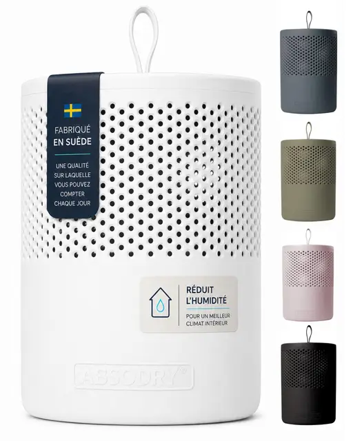 AbsoDry Duo Family - Déshumidificateur d'air anti moisissure non électrique - Absorbeur d'humidité - Pour une meilleure qualité de l'air - Anti humidité maison, salle de bain, chambre - Blanc