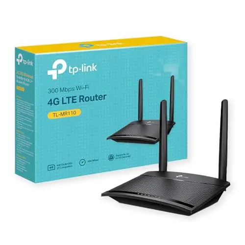 TP-Link TL-MR110 Routeur 4G LTE 2.4Ghz jusqu'à N300Mbps, Cat 4, Modem 4G, 2 Antenne 4G Amovibles, 2 Ports LAN Ethernet, Carte SIM de Tout Opérateur, Jusqu’à 32 appareils