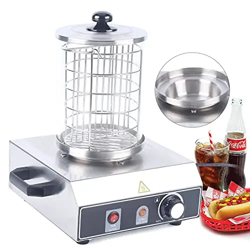 Hot Dog Maker Chauffe-saucisses 350 W Plage de température 0-85 °C Diamètre du cylindre 16 cm Cuiseur à saucisses professionnel en acier inoxydable