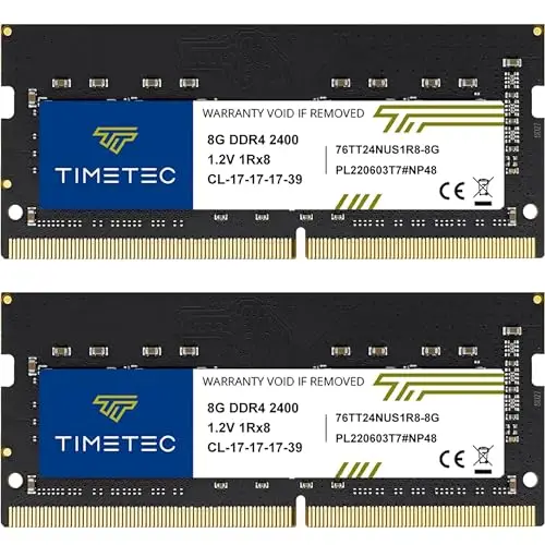 Timetec 16 Go KIT(2x8Go) DDR4 2400 MHz (PC4-2400T) PC4-19200 SODIMM – Non-ECC sans Tampon, 260 Broches, 1,2 V, CL17, Module de mémoire pour Ordinateur Portable, Mini-PC et Ordinateur Tout-en-Un