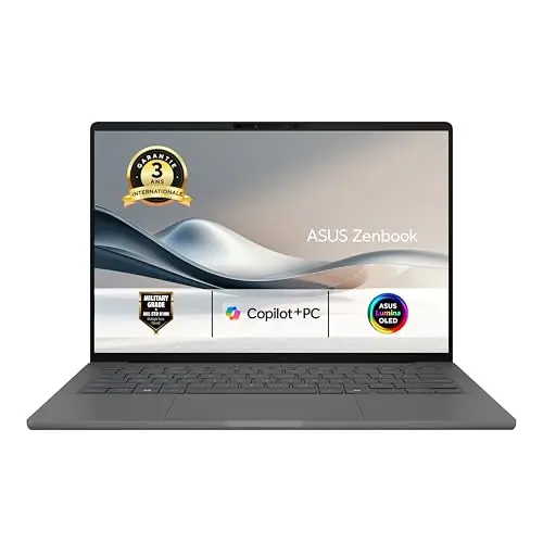 ASUS Zenbook A14 UX3407RA-QD011W Copilot+ PC 14 Pouces WUXGA OLED 60Hz Pc Portable (Snapdragon X Elite X1E 78 100, 32GB LPDDR5X, 1TB SSD, Qualcomm Adreno GPU, Windows 11 Home) – Clavier AZERTY.