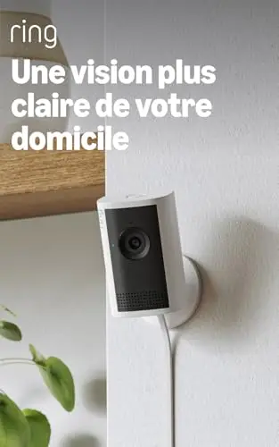 Ring Caméra intérieure Plus (Indoor Camera Plus, nouvelle génération) | Caméra de surveillance secteur, Retinal 2K, zoom 4x, cache d'objectif manuel | Essai gratuit de 30 jours d'abonnement Ring