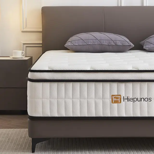 Hiepunos Matelas 135x190 cm, Épaisseur 26cm, Hybride Matelas en Mousse à mémoire de Forme à Ressorts ensachés Indépendants, 7 Zones de Confort, H3 H4 Moyenne Ferme, Durable, Soutien Parfait