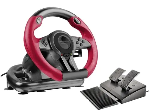 Speedlink TRAILBLAZER Volant de course - avec pédale, levier de vitesse, retour de force, de jeu pour PS3/PS4, Xbox Series X/S/One, Nintendo Switch et PC, noir-rouge