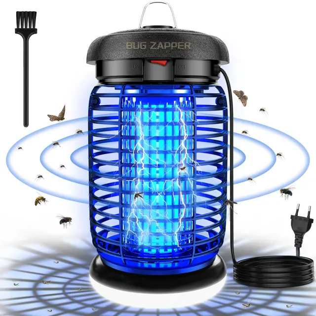 seenlast Lampe Anti Moustique, Lampe Anti Mouche 15W 4200V UV Tueur d'Insectes Électrique Étanche Anti Insectes Répulsif Efficace Portée 140m² pour Intérieur et Extérieur (avec éclairage LED)