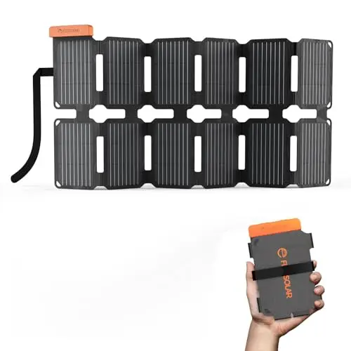 Flexsolar Mini chargeur solaire pliable 36 W - Panneau solaire résistant à l'eau - Avec ports USB-A/USB-C/CC - Pour stations d'alimentation, smartphones, tablettes, banques d'énergie, camping