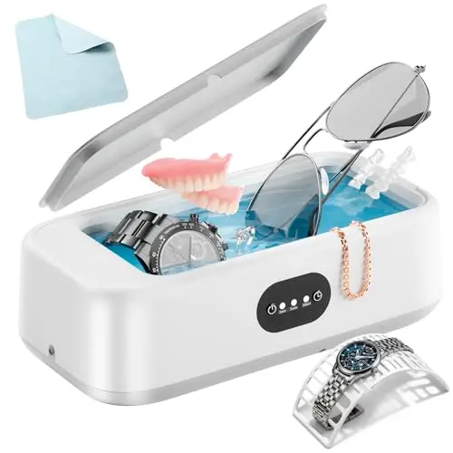 Nettoyeur Ultrasons, Bac a Ultrason 640 ml, 49000HZ Nettoyeur Ultrason, Portable Ultrasonic Cleaner pour Lunettes, Bagues, Pièces de Monnaie, Prothèses Dentaires