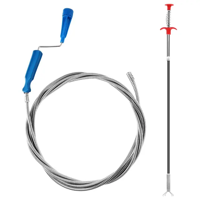 Lot de 2 Furet Deboucheur Canalisation Professionnel 3m & 0,6m Deboucheur wc Déboucheur canalisation Furet Plomberie Deboucheur evier Sonde De Debouchage Pour WC Evier Canalisation