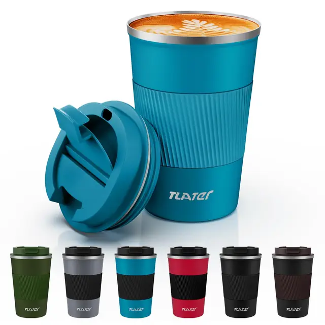 Tlater Mug Isotherme, 380ml - Acier Inoxydable à Double Paroi - Tasse Thermos pour les Boissons Chaudes et Froides