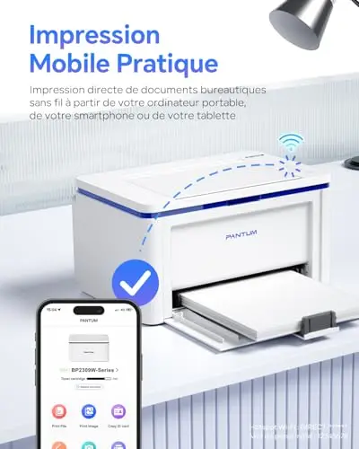 PANTUM BP2309W Imprimante Laser WiFi Noir et Blanc, Impression Manuelle Recto-Verso, 20 Pages/Minute, WiFi USB,Airprint Mopria APP, Fonction Unique A4