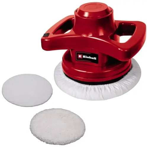 Einhell Polisseuse pour carrosserie CC-PO 90 (90 W, Vitesse d'oscillation : 3300 tours/mn, Diamètre disque : 240 mm, Livré avec 1 bonnet textile et 1 bonnet synthétique)