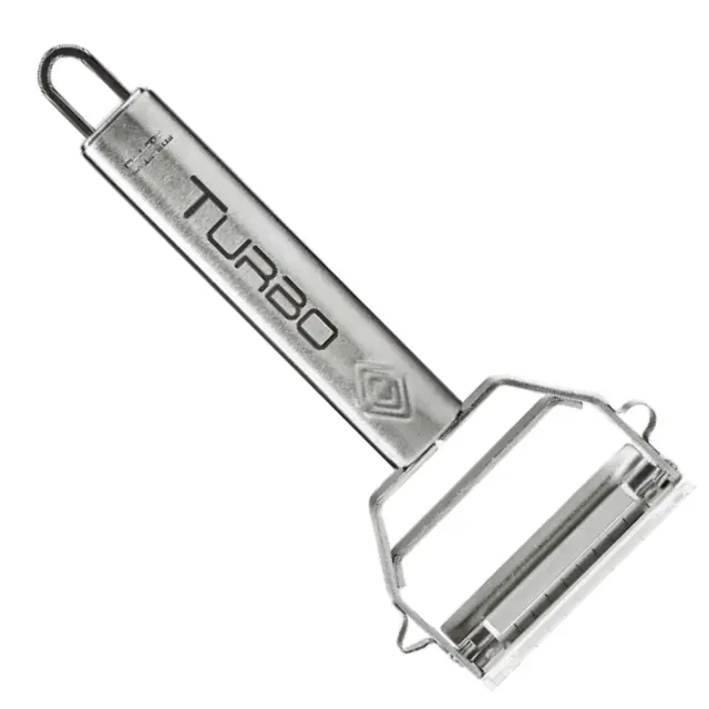 TURBO PRODUKTE Coupe-Juliennes Original Turbo-Éplucheur Julienne pour Légumes - Coupeur de Spaghettis de Courgette - Acier Inoxydable de Haute Qualité