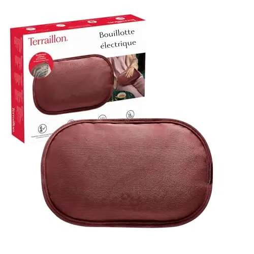 TERRAILLON - Bouillotte electrique finition confort en velours, Chargement Ultra rapide 8-12 min, Chaleur qui dure jusqu’à 6h pour Soulager les douleurs musculaires-menstruelles-articulaires, VELVET