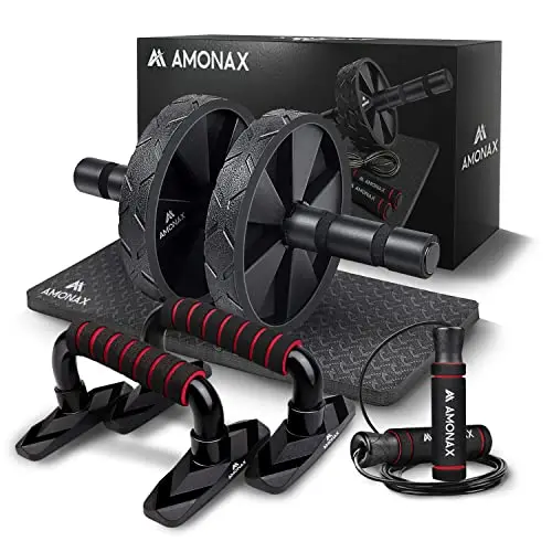 Amonax Roue Abdominale Convertible, Ab Roller Wheel, Roulette Abdominaux Exercice pour Abdominaux, Roue de Fitness pour Musculation Sport Maison Materiel pour Homme Femme