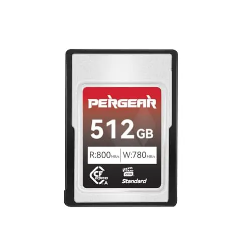 Pergear 512GB CFexpress Type A de Carte mémoire, Vitesse de Lecture Jusqu'à 800 Mo/s et Vitesse D'écriture de 780 Mo/s pour L'enregistrement 4K 120P, 8K 30P, (Série Standard)