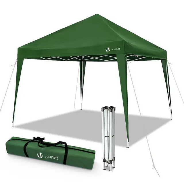 VOUNOT® Tonnelle de Jardin 3x3m Pliable Tente Pliante de Jardin Rapide à Installer Auvent Pliable pour Camping Festival Plage Jardins Inclus Sac de Transport et Sac de Sable Vert