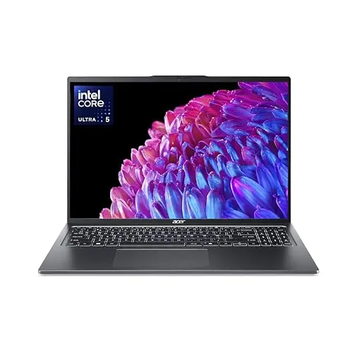 ACER Swift Go 16 SFG16-72-561M, Ordinateur Ultra Portable Copilot 16'' WQXGA IPS 60Hz (Intel Core Ultra 5 125U, RAM 16 Go, SSD 512 Go, Intel Graphics, Windows 11) Laptop Gris, Finition Métal
