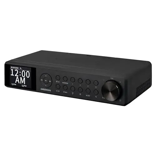 MEDION P66750 Radio de Cuisine encastrable (Radio de Cuisine Dab+, Radio FM PLL, écran Couleur TFT à intensité Variable, minuterie de Cuisson, Bluetooth, Barre LED, matériel de Montage Inclus), Noire