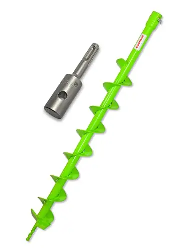 Kit tarière WERHE Ø80mm, longueur 80cm avec adaptateur SDS Plus – Utilisable avec une perceuse SDS Plus standard, idéal pour la pose de clôtures et le jardin