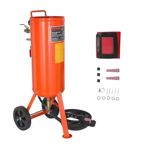 VEVOR Sableuse Haute Pression Robuste 37 L Kit de Sablage à Air 60-110 PSI Réservoir de Sablage Abrasif Portable avec 2 Buses en Céramique et Tuyau de 2,3 m pour Élimination Peinture, Taches, Rouille