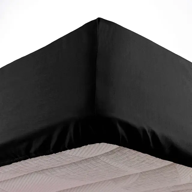 Douceur d'Intérieur, Drap Housse (140 x 190 cm) Oscar Noir, Microfibre Unie