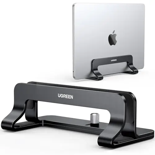UGREEN Support Ordinateur Vertical en Aluminium Laptop Stand Vertical Porte PC Portable Bureau Réglable Compatible avec MacBook Pro Air MateBook Chromebook Surface Dell HP iPad Pro Air (Noir)