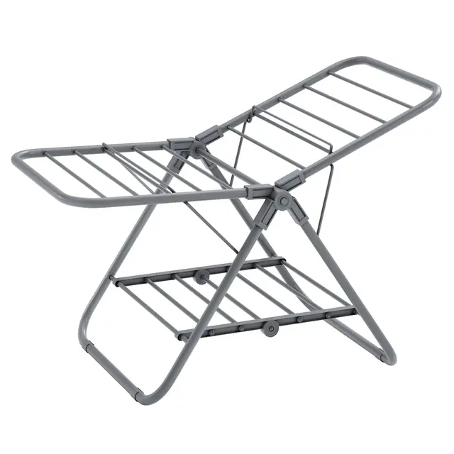 SONGMICS Petit Étendoir à Linge, Séchoir Pliable à 2 Niveaux, Gain de Place, en Métal, pour Petits Vêtements, Serviettes, Salle de Bain, Balcon, 44 x 101 x 54 cm, Gris Tourterelle LLR504G01