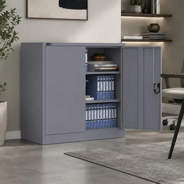 Armoire de bureau multifonction verrouillable 40 x 90 x 90 cm - Armoire de rangement en acier avec 2 portes - Étagère réglable en hauteur - Anthracite