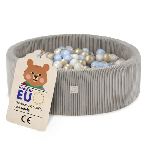 MISIOO Piscine à balles avec Rembourrage en Mousse – 90 x 30 cm – 200 balles pour Piscine à balles – Balles de Piscine de qualité supérieure pour Enfants – Jouet Doux et sûr – Lavable