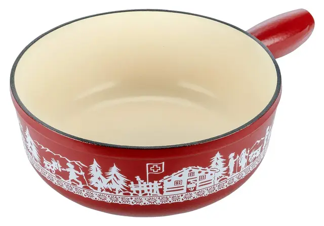 KUHN RIKON Fondue au fromage Caquelon Fonte de fer Alpage, fonte, induction, émaillé, 24 cm, rouge